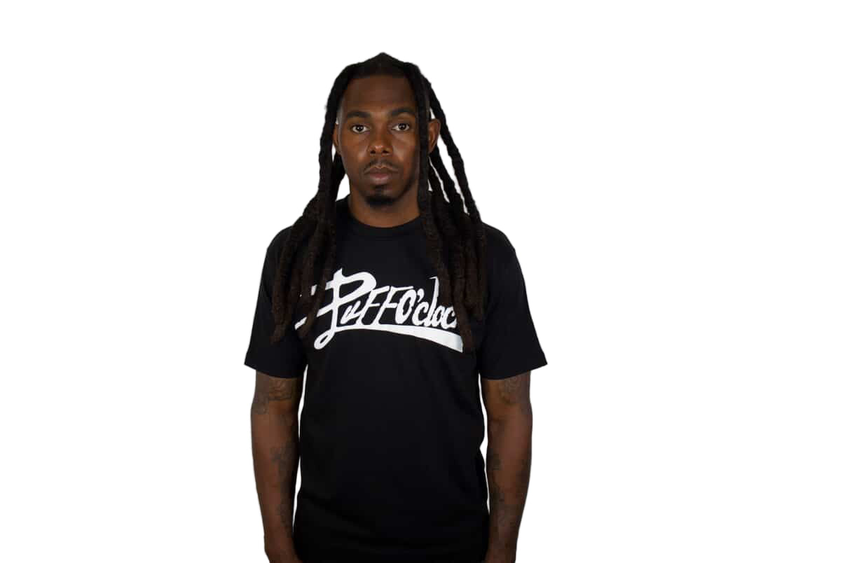 Black PuffoClock Luxe Tee